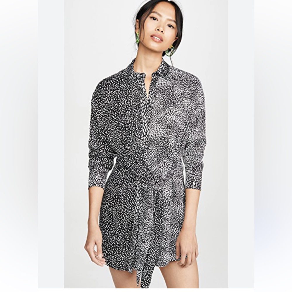 Alice + Olivia Jodi Collared Shirtdress With Built in Tie Wrap